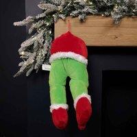 Samuel Alexander 32cm Door Hanging Laughing Elf Animated Indoor Christmas Decoration, Green