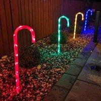 Samuel Alexander 4Pcs 62Cm Premier Outdoor Multicoloured Christmas Candy Cane Led Path Lights For Garden