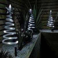 Samuel Alexander Set Of 4 Battery Operated LED Cool White Spiral Tree Path Lights Christmas Decoration With Timer, White