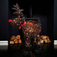 Samuel Alexander 65Cm Battery Operated Rattan Woven Rudolph Reindeer With Warm White Leds, Brown