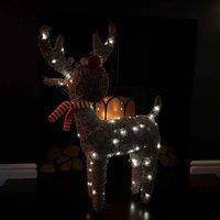 Samuel Alexander 71Cm Battery Operated Rattan Woven Comet Reindeer With Warm White Leds, Grey
