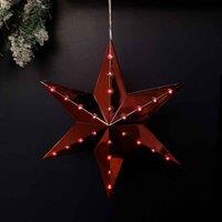 Samuel Alexander 20Cm Battery Operated Light Up Hanging Christmas Shooting Star Bauble In Ruby With Leds, Red