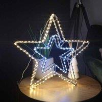 Samuel Alexander 38Cm Led Dewdrop Double Star Indoor Outdoor Christmas Decoration In White And Warm White, Grey