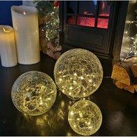 Samuel Alexander Set Of 3 Indoor Glass Oval Balls Christmas Lights Decoration With 60 Leds In Warm White, White