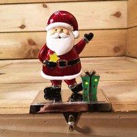 Samuel Alexander 17 Cm Santa And Festive Christmas Present Stocking Hanger In Colour, Red