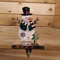 Samuel Alexander 17 Cm Snowman In A Top Hat And Scarf And Festive Christmas Tree Stocking Hanger In Colour, White