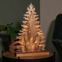 Samuel Alexander 44Cm Battery Operated Light Up Wooden Christmas Tree With Deer And 16 Warm White Leds, Brown