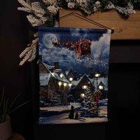 Samuel Alexander Battery Operated 47 X 38Cm Light Up Street With Christmas Tree Hanging Wall Art, White