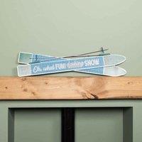 Samuel Alexander 77Cm Blue And Green Metal Hanging Ski Sign Christmas Decoration