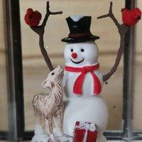 Samuel Alexander 21Cm Dual Power Glitter Water Spinner Lantern Christmas Decoration - Snowman