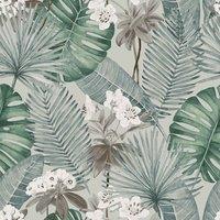 Muriva Ltd Muriva Isla Leaf Grey Wallpaper, Grey