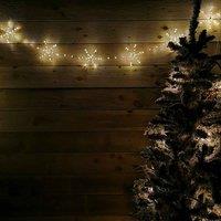 Samuel Alexander 2.6m Set of 10 MicroBrights Christmas Snowflake String Lights with 258 Warm White LEDs, White