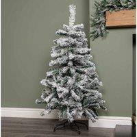 Samuel Alexander 4Ft 1.2M Snow Flocked Artificial Christmas Tree With Green Metal Stand And 177 Tips