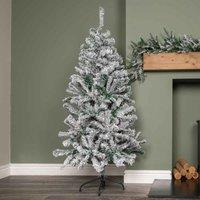 Samuel Alexander 5Ft 1.5M Snow Flocked Artificial Christmas Tree With Green Metal Stand And 285 Tips