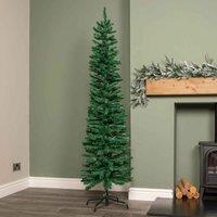 Samuel Alexander 6Ft 1.8M Green Artificial Pencil Christmas Tree With Green Metal Stand And 321 Tips, Green