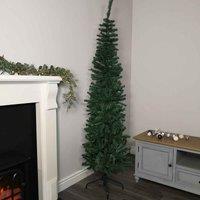 Samuel Alexander 6.5Ft 2M Premier Plain Green Pencil Style Pvc Spruce Pine Slim Christmas Tree With Stand, Green