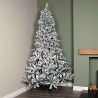Samuel Alexander 8Ft 2.4M Snow Flocked Artificial Christmas Tree With Green Metal Stand And 1017 Tips