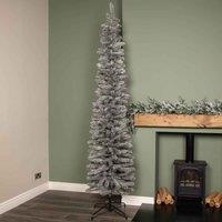 Samuel Alexander 8Ft 2.4M Grey Artificial Pencil Christmas Tree With Green Metal Stand And 460 Tips, Grey