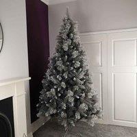 Samuel Alexander Premier 2.4M Silver Glitter Tip Fir Festive Christmas Tree In Grey Pvc, Silver