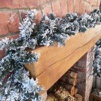 Samuel Alexander 9Ft 2.7M Christmas Snow Flocked Woodcote Fir Garland, Green