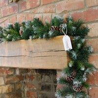Samuel Alexander 270Cm X 25Cm Samuel Alexander Frosted Glacier Christmas Garland With Pine Cones, Green