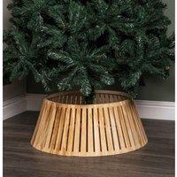 Samuel Alexander 65Cm Large Wooden Christmas Tree Skirt Collar Decoration, Brown