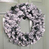 Samuel Alexander Premier Flocked Woodcote Pine Flocked Wreath 50cm, Green