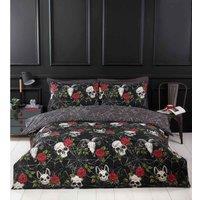 Rapport Home Skulls & Roses Microfibre Duvet Set Double Multi, Multi