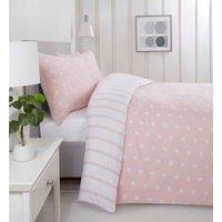 Rapport Home Spots & Stripes Microfibre Duvet Set Double Blush, Pink