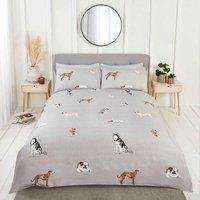 Rapport Home Paws & Tails Microfibre Duvet Set King Grey, Silver