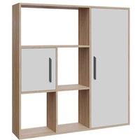 Decorotika Ridge Bookcase Bookshelf Shelving Unit Display Unit With 4 Shelves And 2 Cabinets - Oak And White, Multi