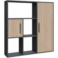 Decorotika Ridge Bookcase Bookshelf Shelving Unit Display Unit With 4 Shelves And 2 Cabinets - Anthracite And Oak, Multi