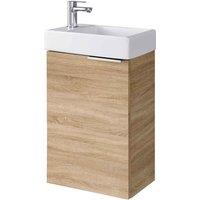 Impact Furniture Bathroom Vanity Unit With Basin Cloakroom 400Mm Wall Hung Sink Cabinet Sonoma Oak Finish Avir, Brown