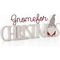 The Seasonal Gift Co. Gnome For Christmas Mantel Plaque, White