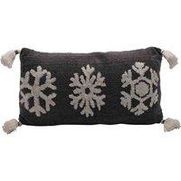 The Seasonal Gift Co. Snowflake Cushion With Tassels, Grey