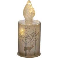 The Seasonal Gift Co. Silver Forest Scene Small LED Glass Candle Light, White