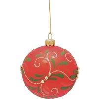 The Seasonal Gift Co. Hand Decorated Red Bauble Mistletoe Design, Red