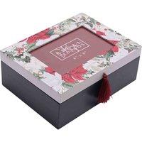 The Seasonal Gift Co. Poinsettia Design Storage Box With 6" X 4"photo Aperture, White