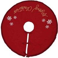 The Seasonal Gift Co. Hand Embellished Merry Christmas Red Christmas Tree Skirt, Red