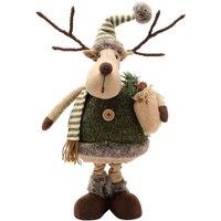The Seasonal Gift Co. Fabric Standing Moose With Telescopic Legs Decoration, Green