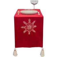 The Seasonal Gift Co. Red Table Runner With Snowflake Embroidery, Red