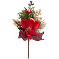 The Seasonal Gift Co. Magnolia Christmas Tree Pick With Baubles & Bow, Green