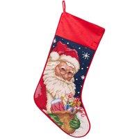 The Seasonal Gift Co. Needlepoint Santa Christmas Stocking, Red