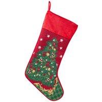 The Seasonal Gift Co. Needlepoint Tree Christmas Stocking, Red