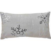 The Seasonal Gift Co. Beaded Cushion Fa La La - Rectangular, Grey