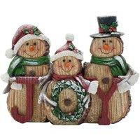 The Seasonal Gift Co. Wood Effect Snowman Family Of Joy, Brown
