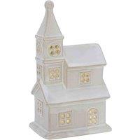 The Seasonal Gift Co. Led Light Up Ceramic Church Decoration, White
