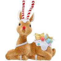 The Seasonal Gift Co. Sitting Rudolph With Presents, Brown