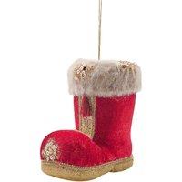 The Seasonal Gift Co. Red Velvet Santa Boot Hanging Decoration, Red