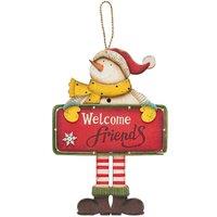 The Seasonal Gift Co. Wooden Snowman Sign Hanger, White